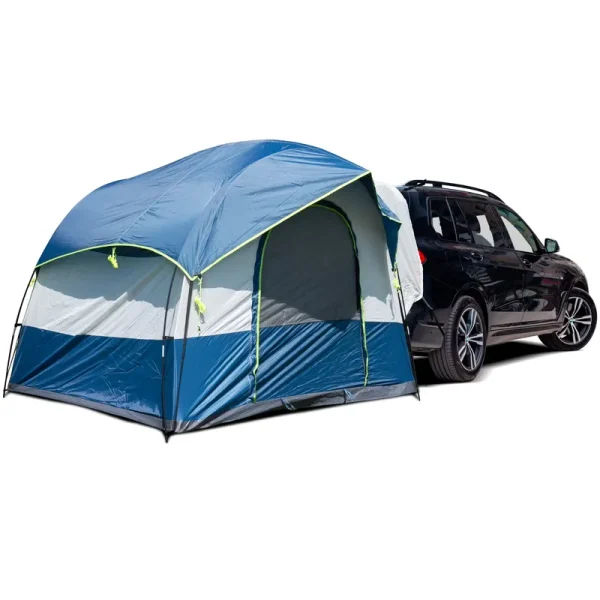 NEH Universal SUV Camping Tent - up to 8 - Person Sleeping Capacity, Includes Rainfly and Storage Bag - Car Tent, Tailgate Tent, Glamping Tent - 8'W x 8'L x 7.2'H Gray and Blue