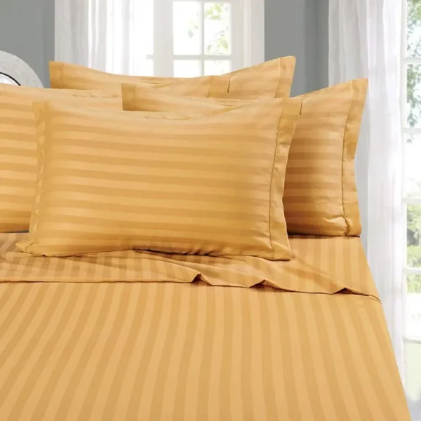 Elegant Comfort BEST, Softest, Coziest 6-Piece Sheet Sets! - 1500 Thread Count Egyptian Quality Luxurious Wrinkle Resistant 6-Piece Damask Stripe Bed