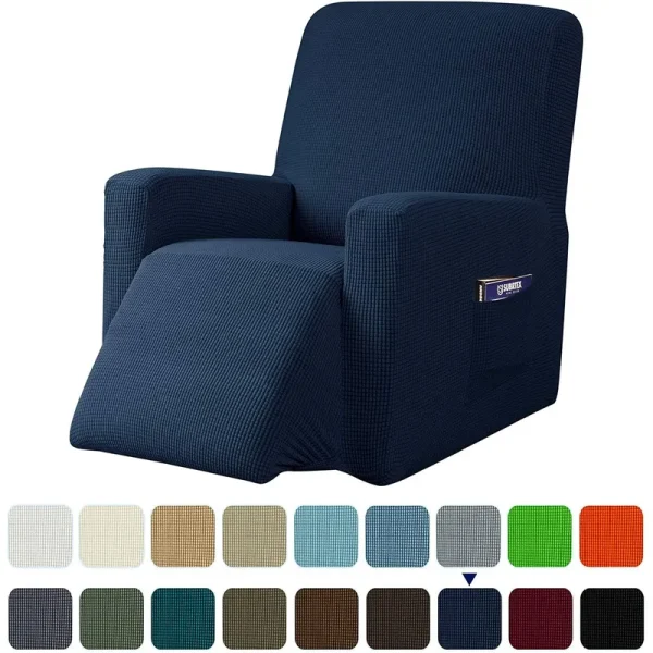 Subrtex Recliner Chair Cover Reversible Recline Sofa Slipcover with Side Pockets (Small, Wine), Red