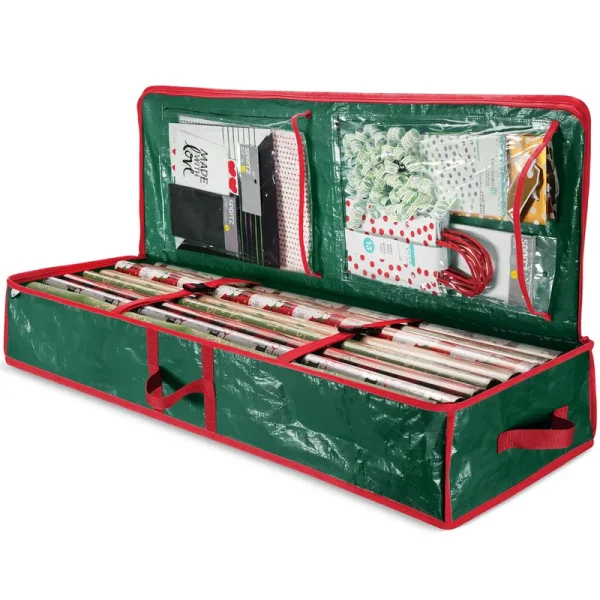 Zober Underbed Gift Wrap Organizer, Interior Pockets, Fits 18-24 Standard Rolls, Underbed Storage, Wrapping Paper Storage Box and Holiday Accessories, 40