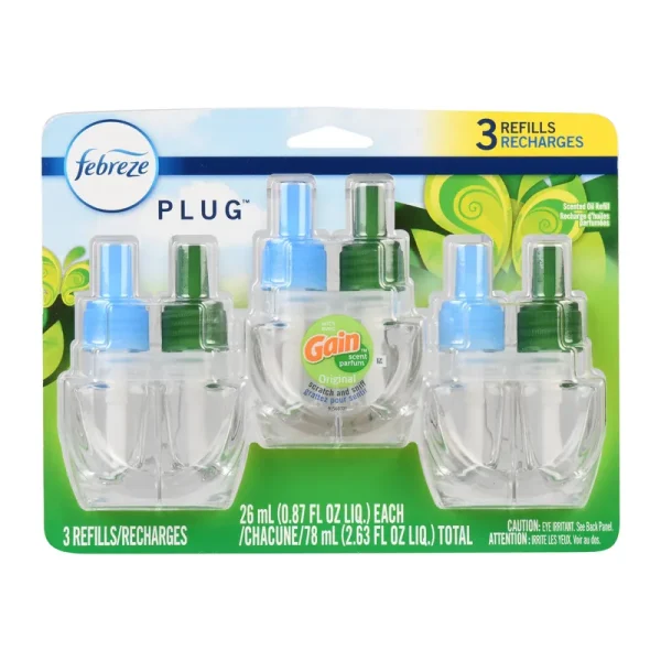 Febreze Plug Scented Oil Refill, Original - 3 pack, 26 ml refills