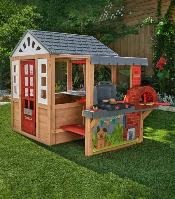 Kidkraft Grill & Chill Pizza Party Wooden Outdoor Playhouse - MadeInUSA