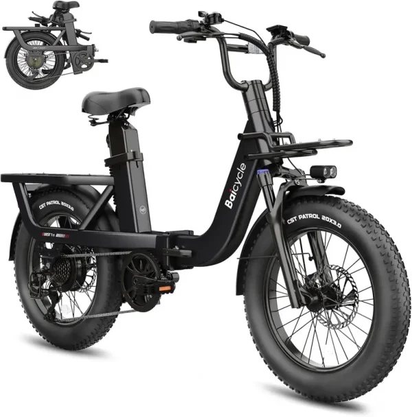 Electric Bike for Adults with 1500W Peak Motor, 80miles Max Range, 7 Speed Gear, 750WH Detachable Battery, Folding Ebike with 20'' Fat Tirefull Suspension UL Certificated Bicycle