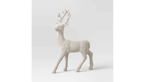 Wondershop Flocked Standing Deer 12.5" Warm Gray Animal Christmas Figurine | Target