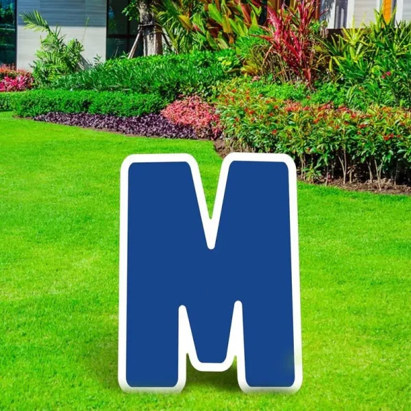 Blue Letter (M) Corrugated Plastic Yard Sign, 24in Birthday Party