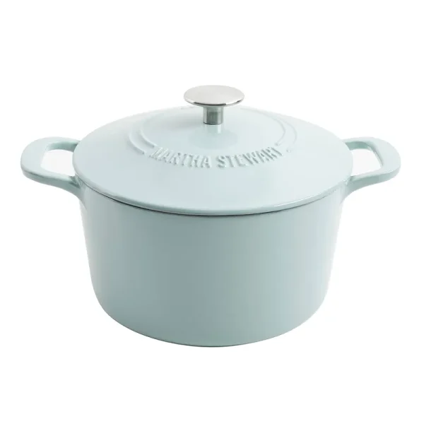 Martha Stewart 7 Quart Enameled Cast Iron Dutch Oven with Lid in Blue