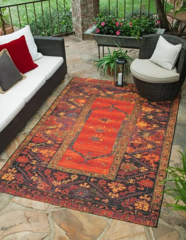 Unique Loom Outdoor Tribal Multi 7x10 Area Rug Indoor Outdoor Rug