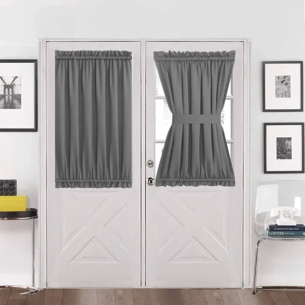 Aquazolax Blackout Rod Pockets Door Window Curtain Back Door Side Panels for Privacy - 54W x 40L Blackout Window Treatment Curtains Drapery for French
