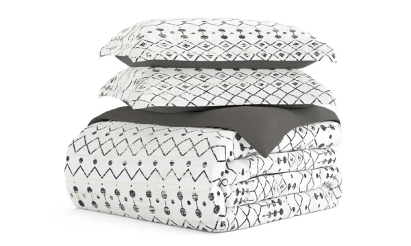 Home Collection Premium Ultra Soft Etched Gate Pattern 3 Piece Reversible Duvet Cover Set, King/California King - Gray