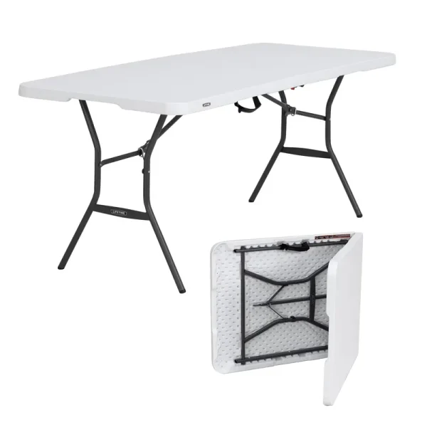 Lifetime 6' Commercial Grade High - Quality Fold - in - Half Folding Table, White (25011)