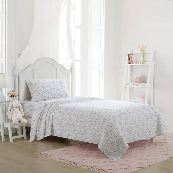 Laura Ashley Kids Cozy Printed Sheet Set - Mae Pink - Twin XL