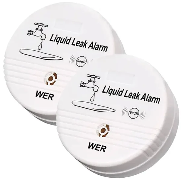 Wer Water Leak Alarm Battery Operated Leak Alert Water Detector for Home Use(Shipped Without Battery)-2 Pack