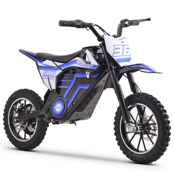 QEASET Electric Dirt Bike, 500W Kids Dirt Bike for Boys Girls Age 8 - 14, Blue