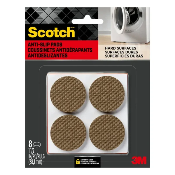 Scotch Gripping Pads, 1.5 inch, Brown, 8/Pack.
