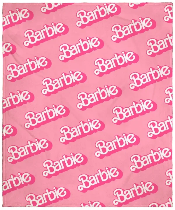 Intimo Mattel Barbie Logo On Repeat Soft Cuddly Plush Fleece Throw Blanket Wall Scroll