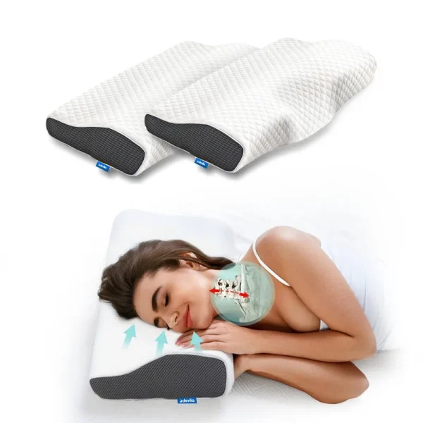 Derila Ergonomic Pillow | The Cervical Memory Foam Side, Back, Stomach Sleeper Pillows for Neck and Shoulder Pain. Contoured Pillow Improves Sleep.
