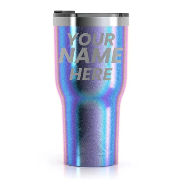 RTIC 30oz Tumbler, Pacific, Glitter, Stainless Steel & Vacuum Insulated, Flip-Top Lid