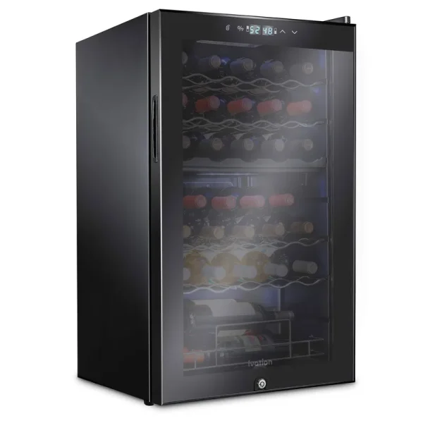 Ivation 33 Bottle Dual Zone Wine Cooler Refrigerator w/Lock | Large Freestanding