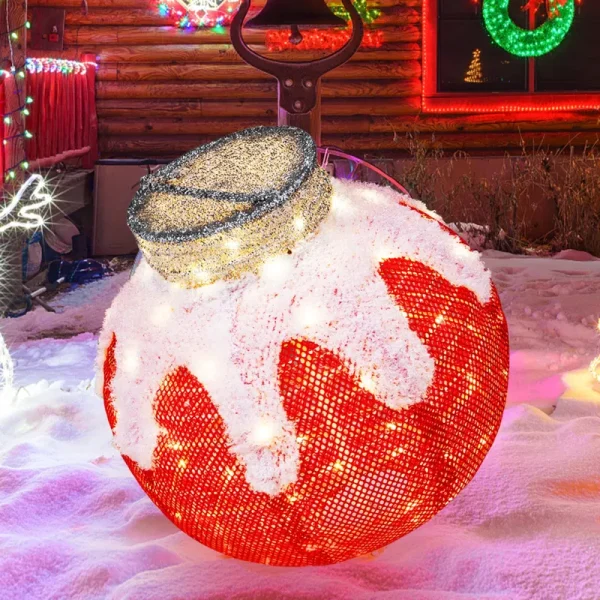 Tangkula Christmas Lighted Lantern with 80 LED Lights & Support Base