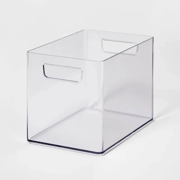 Medium Bathroom Organizer Bin with Handles Clear - Brightroom