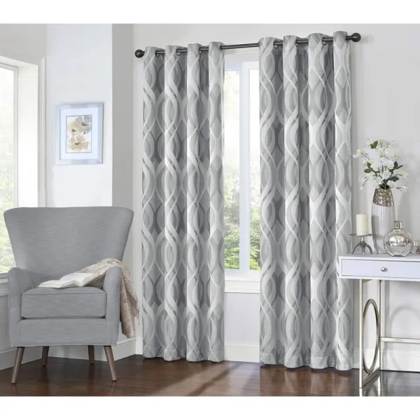 Eclipse Caprese Blackout Window Curtains, Grey, 52x63