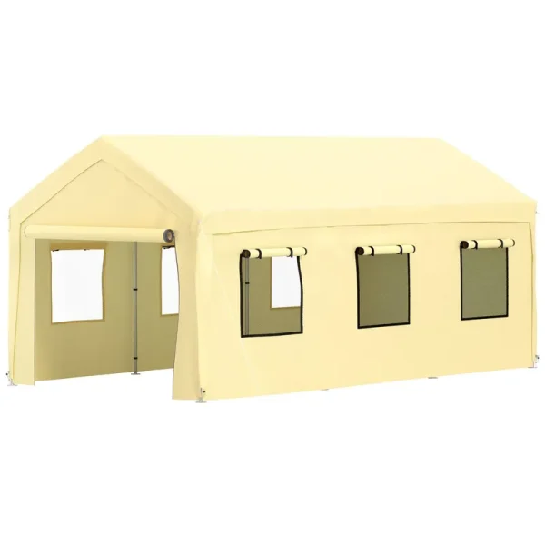VEVOR Carport Canopy Car Canopy 10 x 20ft W 8 Legs Sidewalls Windows Yellow