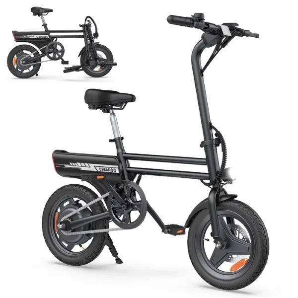 YZRUN Electric Bike 14" Folding Ebike, 500W Peak Motor 40V/9.9AH Battery, Commuter City Ebike for Adults Teens, UL2849, Black
