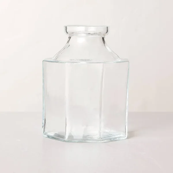 Small Octagonal Clear Glass Bottle Vase - Hearth & Hand with Magnolia