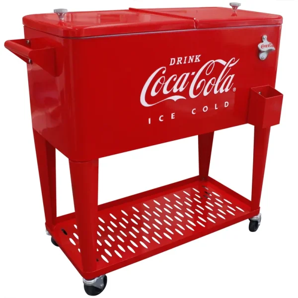 Leigh Country CP 98126 Metal 80 Qt. Coca - Cola Outdoor Patio Cooler with Tray - Red