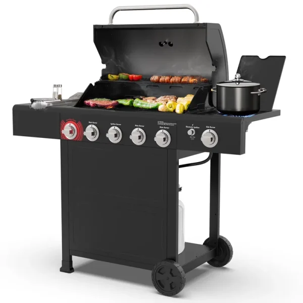 Kenmore BBQ Propane Gas Grill - 5 Burners with Side Burner & Searing Zone, 644 Sq. In. Stainless Steel Grill, 66, 000 BTU, Ideal for Outdoor Cooking, Patio & Backyard, Black