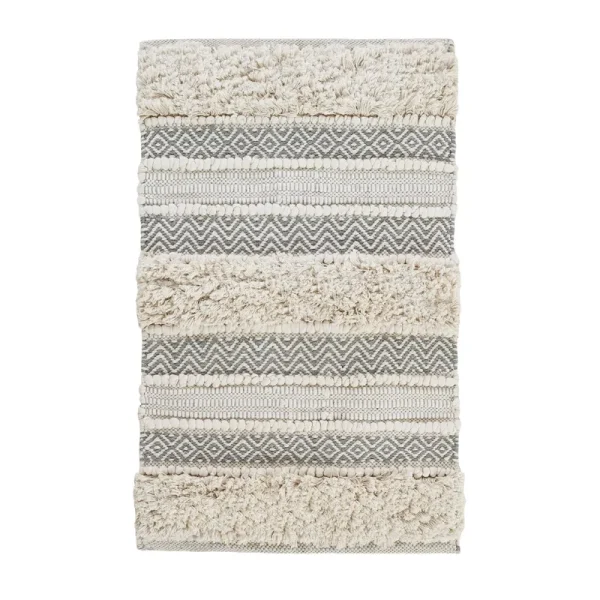 INK+IVY Asher Woven Texture Stripe Bath Rug - Grey