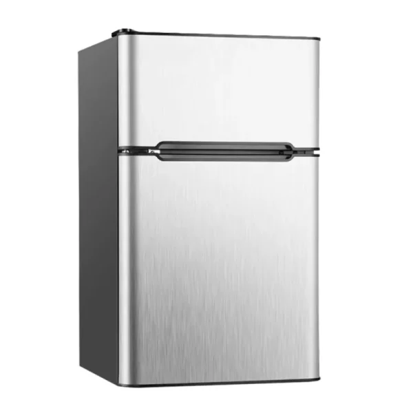 Simzlife 3.2 cu ft Two Door Mini Refrigerator with Freezer, Compact Small Fridge Adjustable Removable Shelves, Sliver