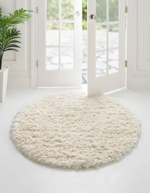 Infinity Shag 155cm x 155cm Round Ivory Area Rug