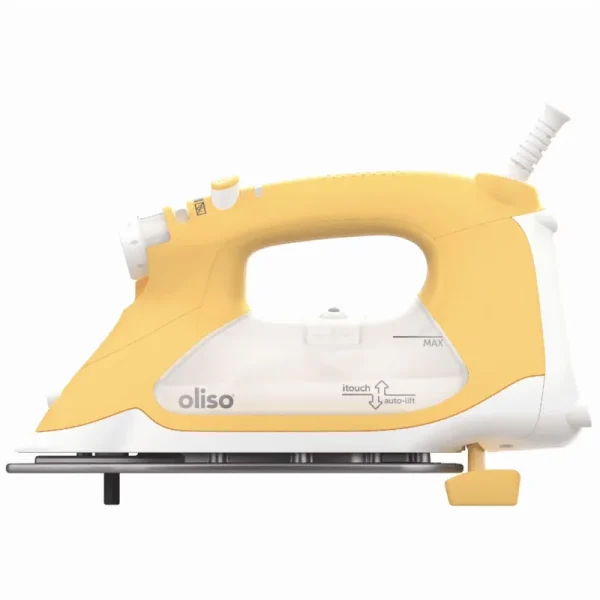 Oliso TG1600 Pro Plus 1800 Watt Smartiron with Auto Lift - for Clothes, Sewing, Quilting and Crafting Ironing | Diamond Ceramic - Flow Soleplate Steam Iron, Yellow