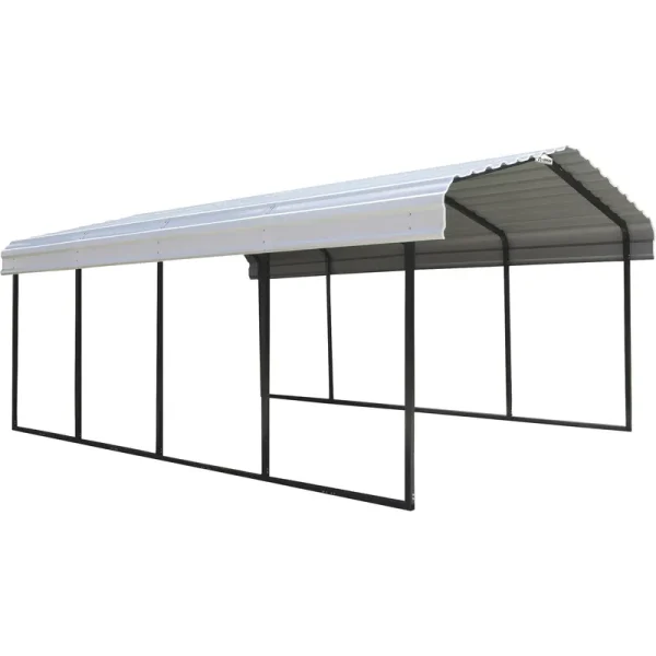 Arrow Steel Carport 12 x 24 x 7 ft. Galvanized Eggshell