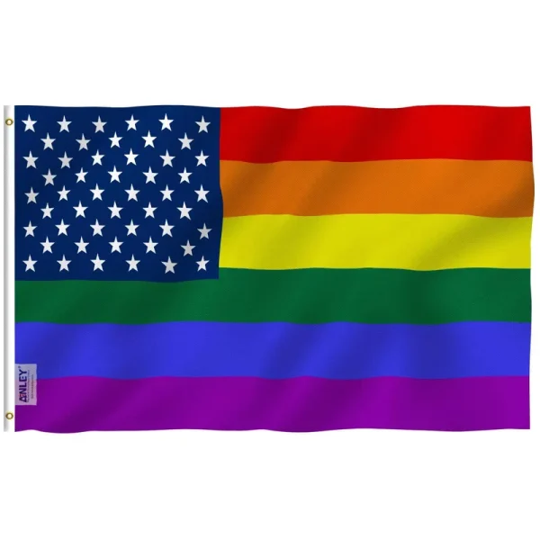 Anley 3x5 Foot Rainbow USA Flag - Gay Pride Lgbt Flags POLYESTER, Size: 3' x 5'
