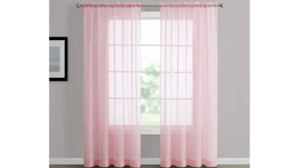 Real Living Sheer Rod Pocket Curtain Panel - Pink - 84 in