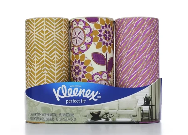 Kleenex Tissues, Perfect Fit, White, 2-Ply - 3 packs [150 tissues]
