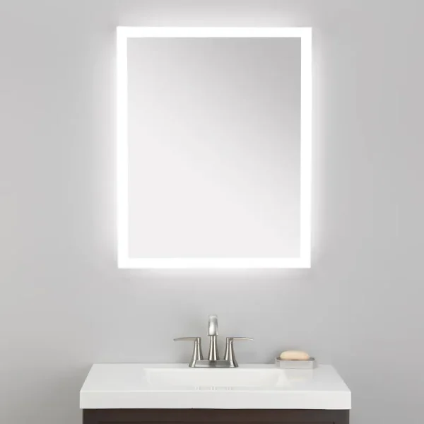Allen + Roth 24-in x 30-in Dimmable LED Lighted Clean Fog Free Frameless Bathroom Vanity Mirror