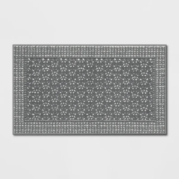 1'8"x2'10" Washable Geometric Border Tufted Accent Rug Radiant Gray - Threshold