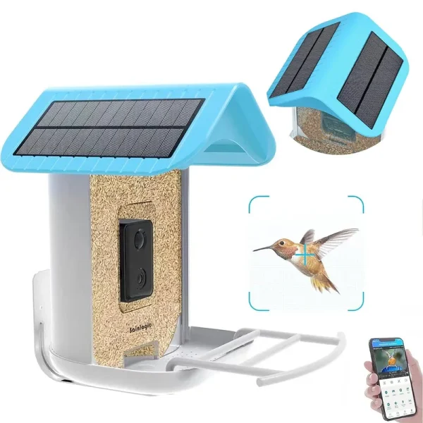 Sainlogic Smart Bird Feeder with 1080p HD Camera, Camera Bird Feeder Identify Bird Species with 2 Solar Panels, Video Bird Feeder with WiFi & Motion
