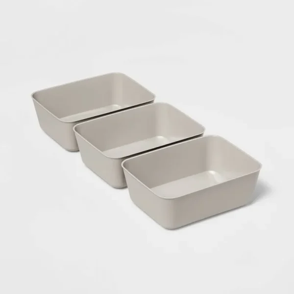 3pk Medium Storage Trays Gray Mist - Brightroom
