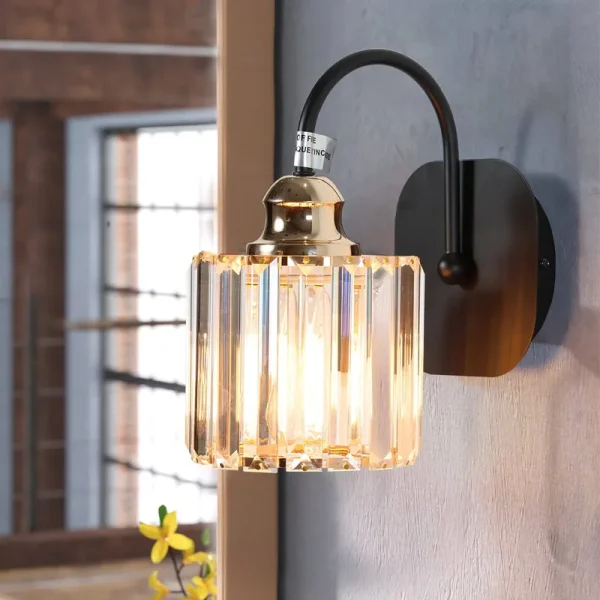 ExBrite Modern Rose Gold 3/4-Light Bathroom Dimmable Crystal Vanity Lights Wall Sconces - 1-Light(2 Sets)
