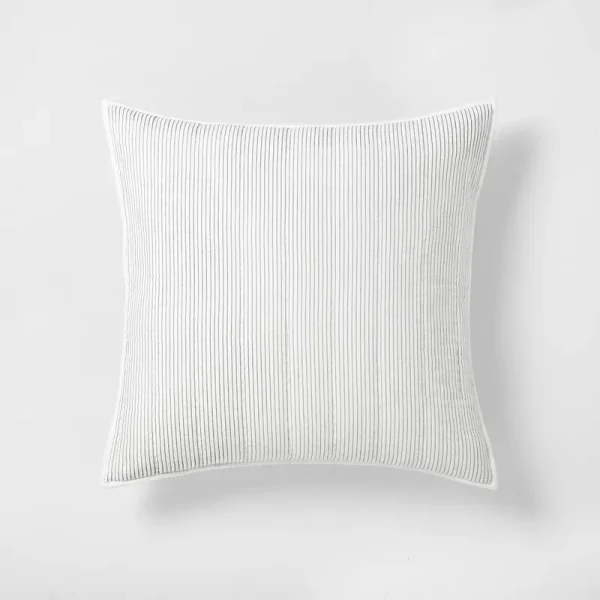 Euro Microstripe Pillow Sham Cream/Gray - Hearth & Hand with Magnolia