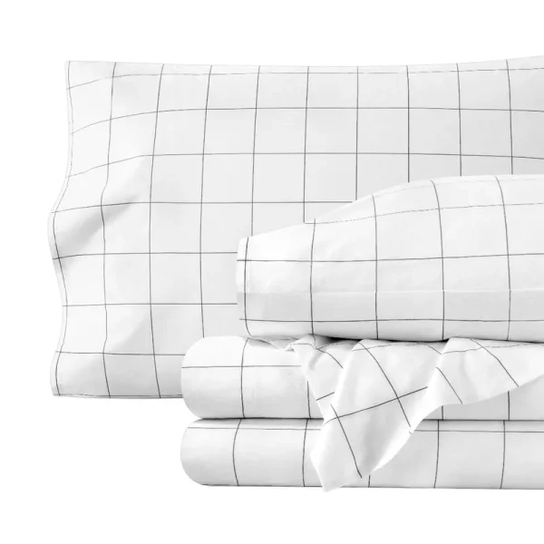 Bare Home | Organic Cotton Percale Sheet Set Twin XL / Grid