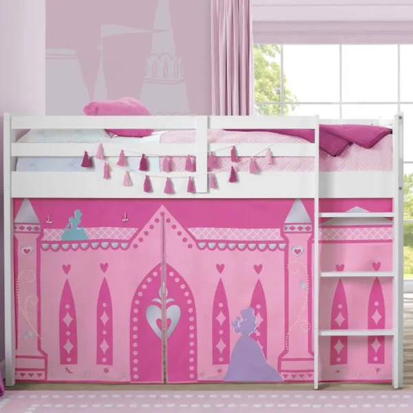 Delta Children Loft Bed Tent Curtain Set for Low Twin Disney Princess