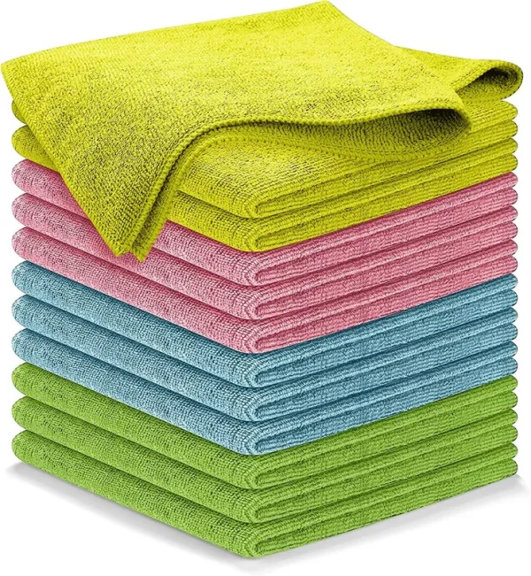 USANOOKS Microfiber Cleaning Cloth - 12pcs (16x16 inch) High Performance - 1200 Washes, Ultra Absorbent Towels for Cars Weave Grime & Liquid for