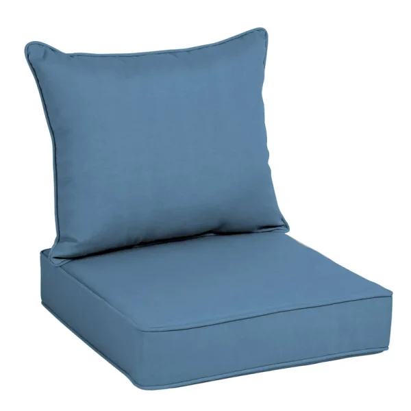 Allen + Roth 25-in x 25-in 2-Piece Cornflower Canvas Deep Seat Patio Chair Cushion Polyester | FQ03098B-9C4