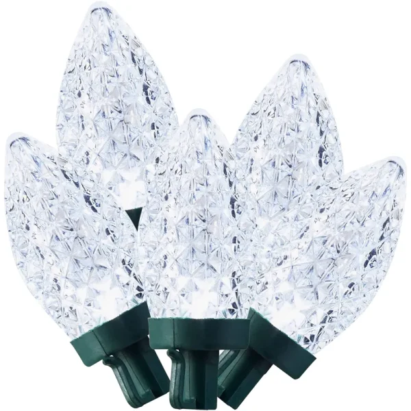 Holiday Time LED C9 Super Bright Light Set Green Wire Cool White