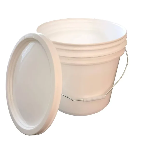 3.5 Gallon White Bucket Metal Handle with Lid - 1 Pack